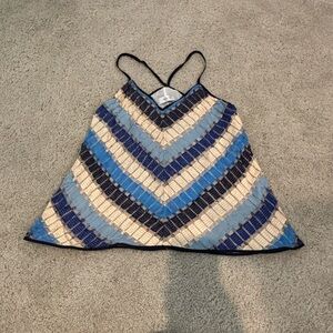 Milly Blue and Cream Chevron Camisole